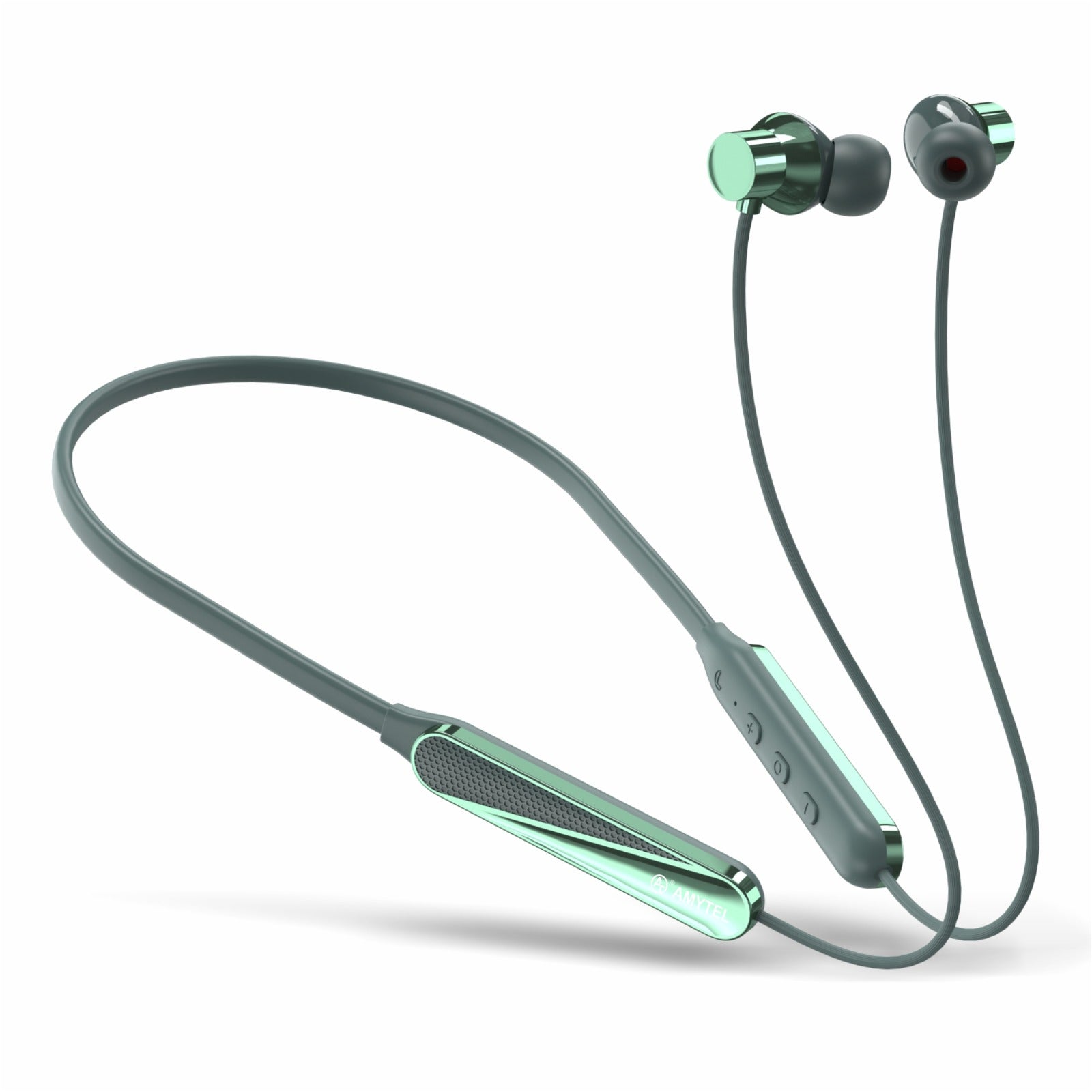 Amytel Dynamic-1 Wireless Neckband Earphones | Bluetooth v5.4 | Hybrid ANC | 38H Playtime (Green)