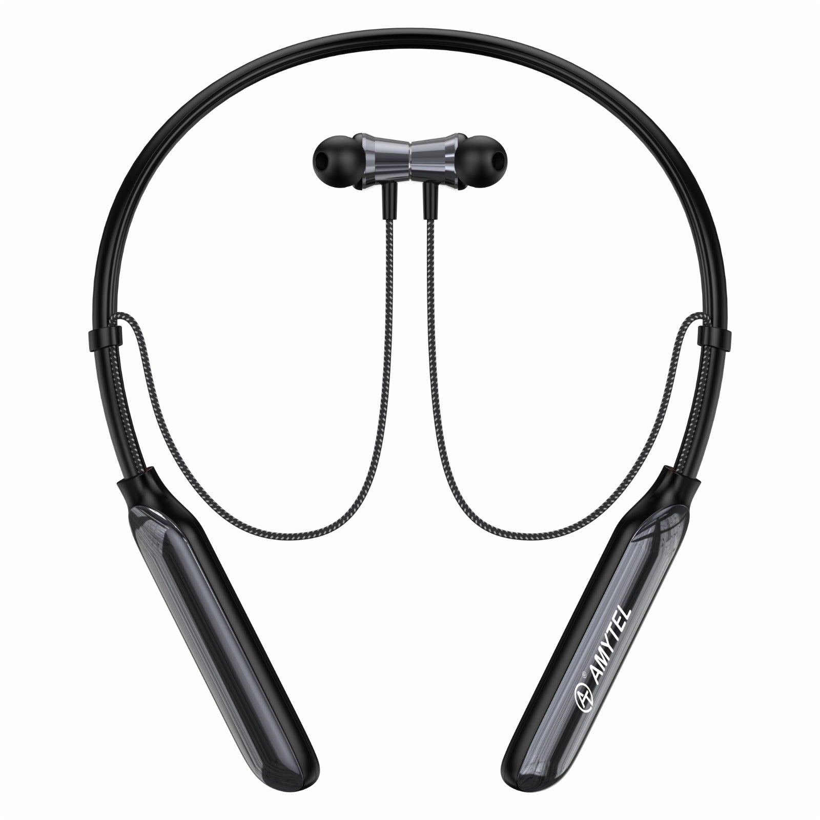 Amytel Shine Wireless Neckband Earphones | Bluetooth v5.4 | ENC Calling | 13mm Drivers | 750H Standby (Shiny Black)