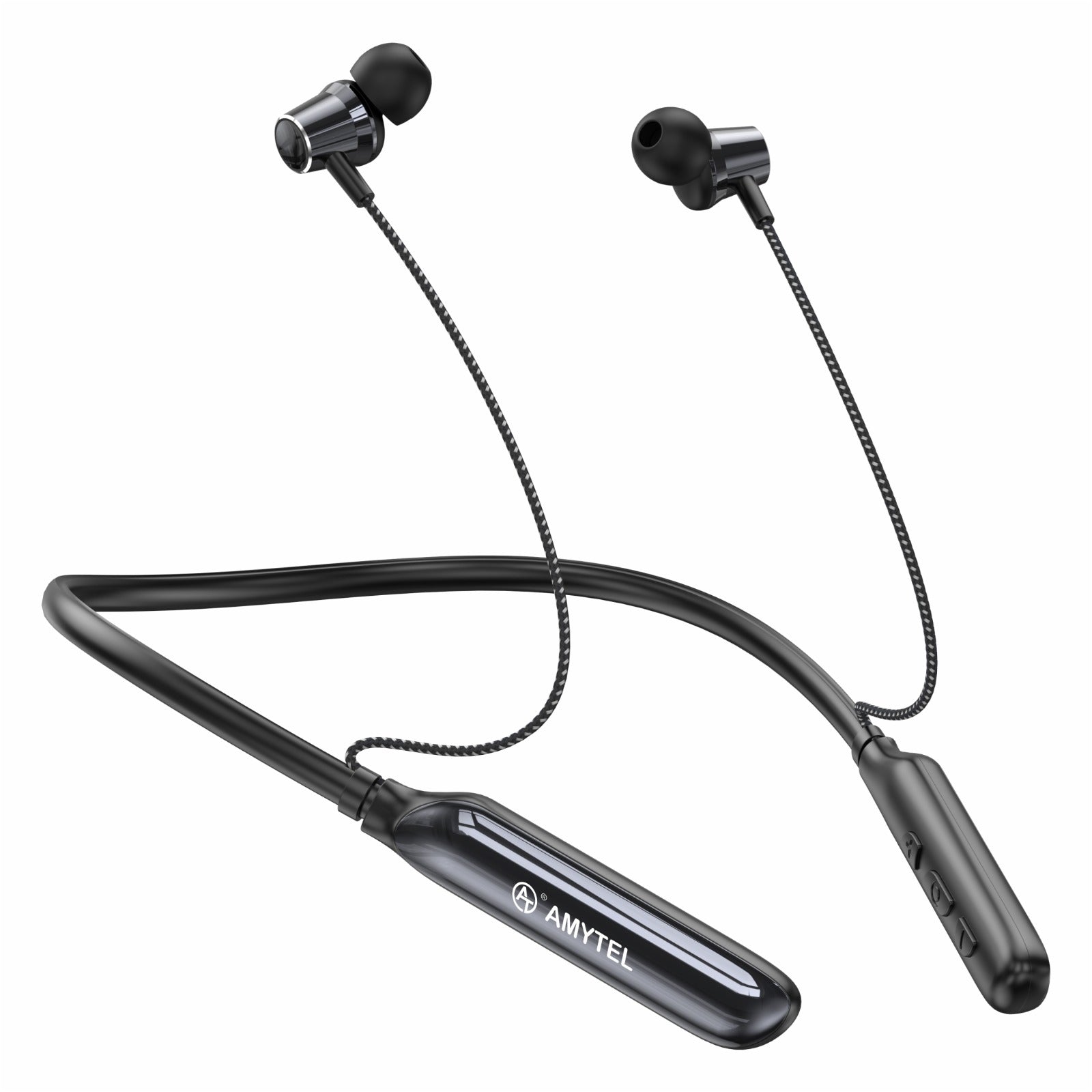 Amytel Shine Wireless Neckband Earphones | Bluetooth v5.4 | ENC Calling | 13mm Drivers | 750H Standby (Shiny Black)