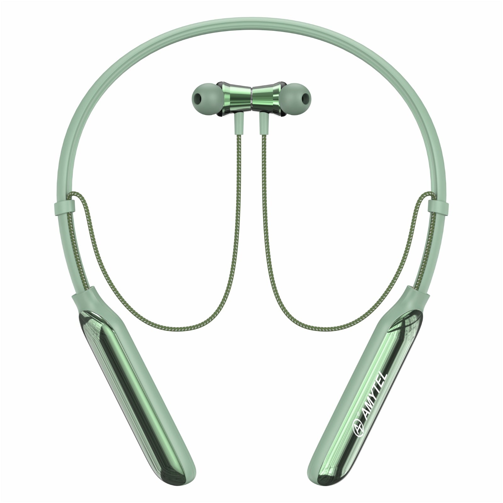 Amytel Shine Wireless Neckband Earphones | Bluetooth v5.4 | ENC Calling | 13mm Drivers | 750H Standby (Green)