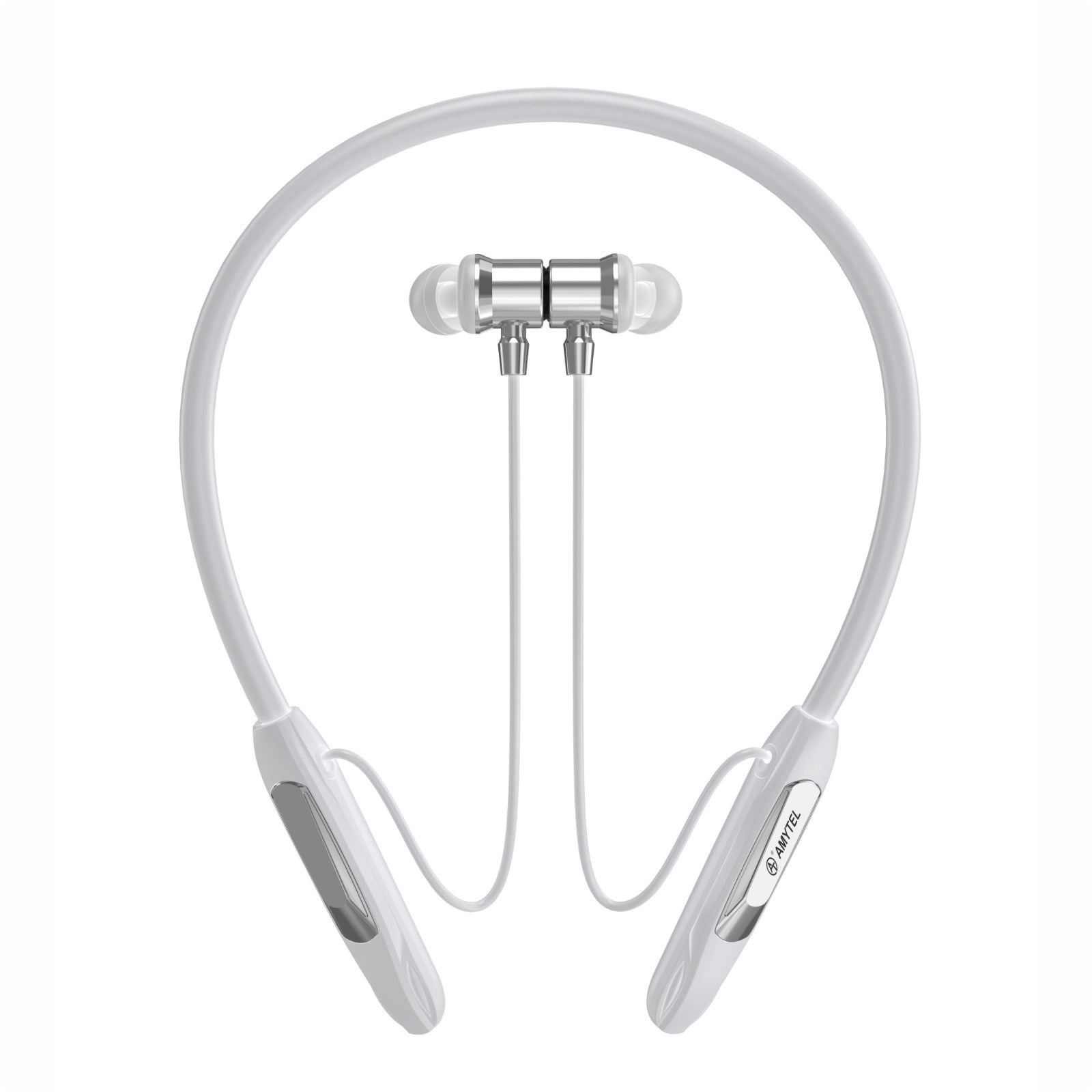 Amytel Ferrari Wireless Neckband Earphones | Bluetooth v5.3 | 40H Playtime | Gaming Mode | Voice Changer | IPX4 (Violet) (White)