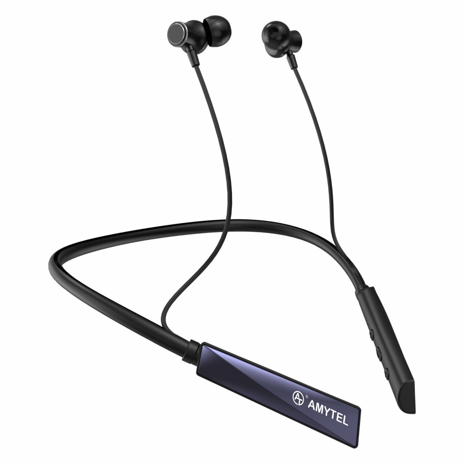 Amytel Luxury Wireless Neckband Earphones | Bluetooth v5.4 | 60H Playtime | 40ms Gaming Mode | Dual Device Pairing | Magnetic On/Off (Black)