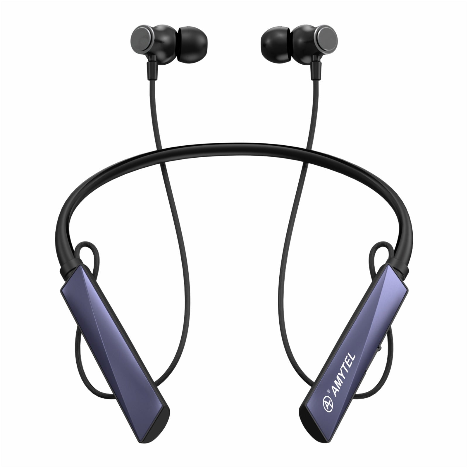 Amytel Luxury Wireless Neckband Earphones | Bluetooth v5.4 | 60H Playtime | 40ms Gaming Mode | Dual Device Pairing | Magnetic On/Off (Black)