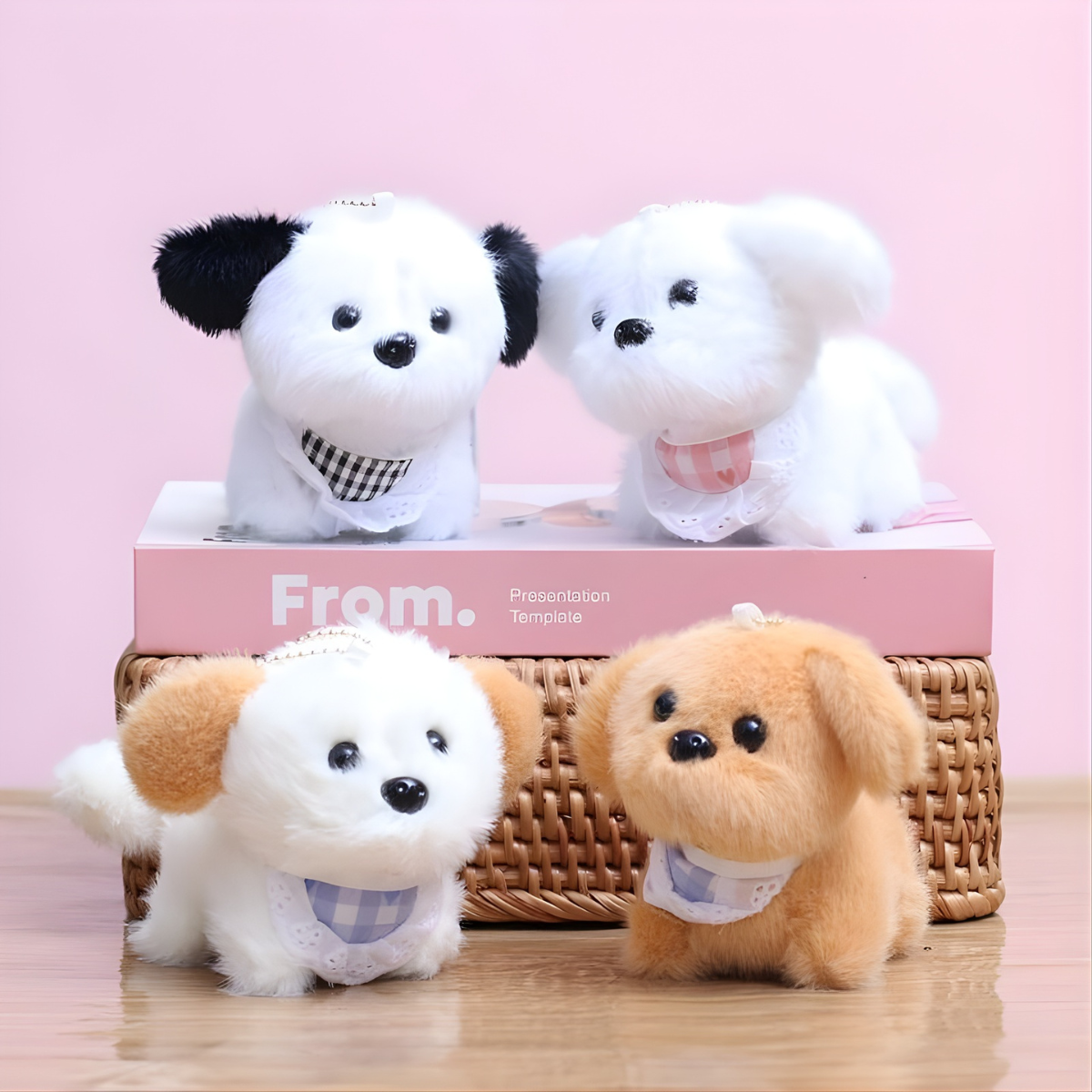 Wiggling Tail Plush Dog Keychain