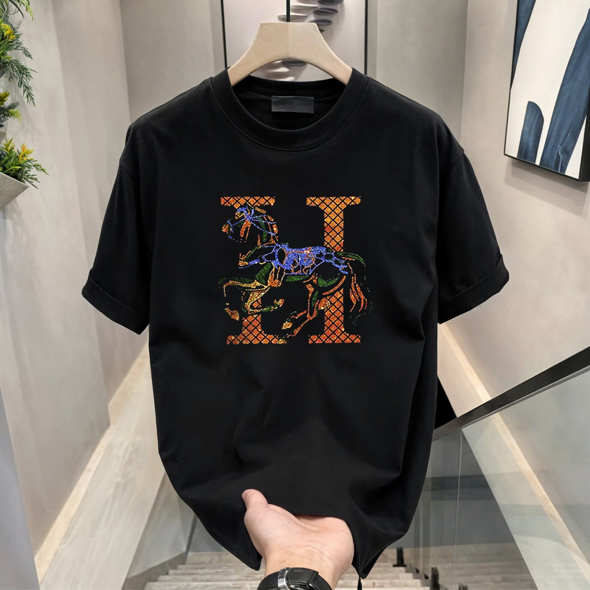 Men's Rhinestone Luxury T-shirts (HORSE)