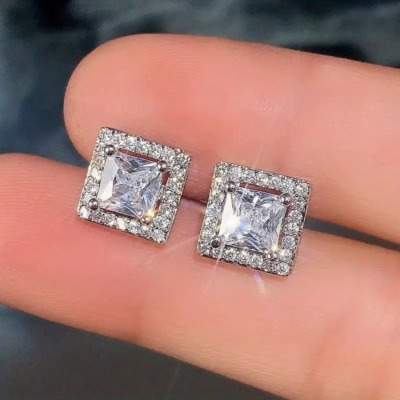 Trendy 14K Gold Plated Brass Flower Stud Earrings with Zircon for Women's Anniversary Party Read